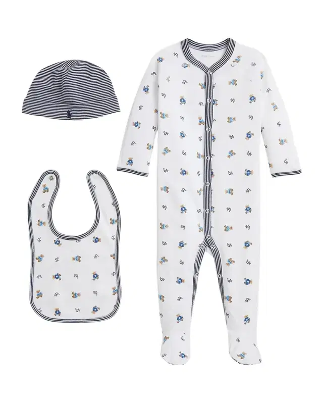 Polo Ralph Lauren Boy 's 3-Piece Polo Bear Gift Set, Size Newborn-9M
