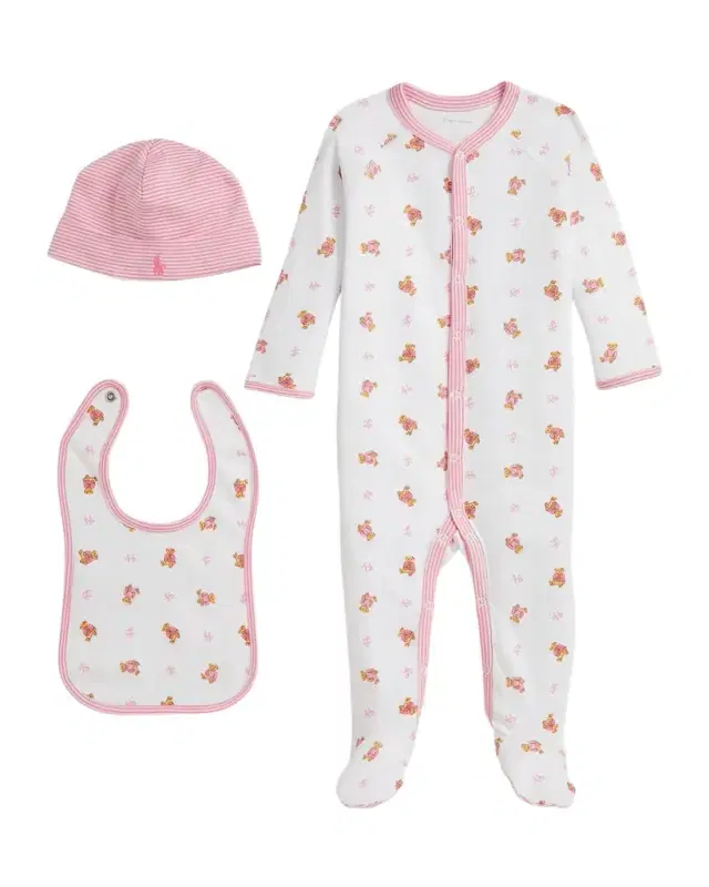 Polo Ralph Lauren Girl's Polo Bear 3-Piece Gift Set, Size Newborn-9M
