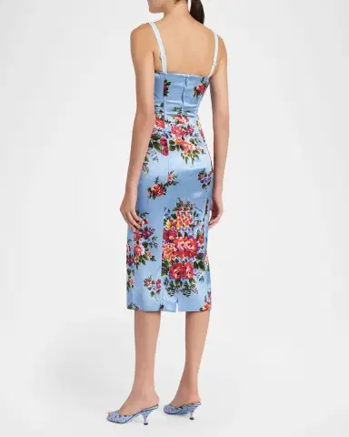 Dolce & Gabbana Floral Satin Bustier Midi Dress | Thumbnail 3