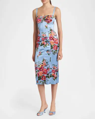 Dolce & Gabbana Floral Satin Bustier Midi Dress | Thumbnail 4