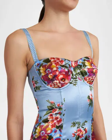 Dolce & Gabbana Floral Satin Bustier Midi Dress | Thumbnail 5
