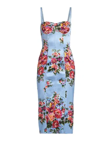 Dolce & Gabbana Floral Satin Bustier Midi Dress | Thumbnail 1