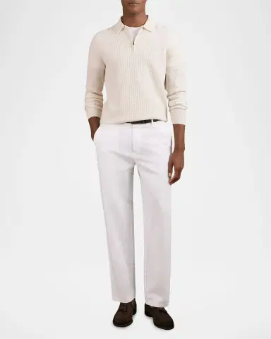 Reiss Men's Hamilton Wool Waffle-Knit Half-Zip Polo Shirt | Thumbnail 2
