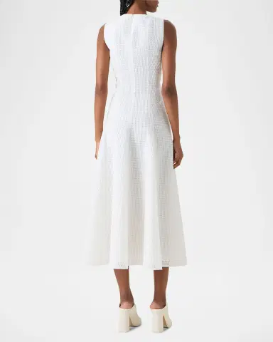 Akris Grid Seersucker Sleeveless Midi Dress | Thumbnail 3 Akris Grid Seersucker Sleeveless Midi Dress | Thumbnail 3