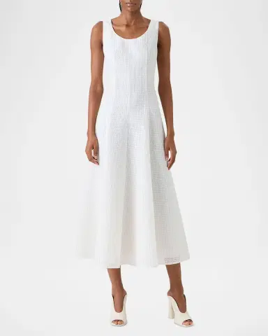 Akris Grid Seersucker Sleeveless Midi Dress | Thumbnail 4 Akris Grid Seersucker Sleeveless Midi Dress | Thumbnail 4