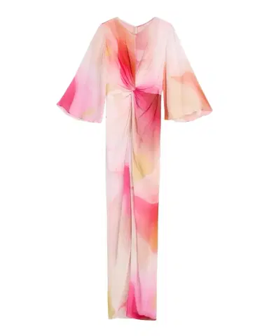 Prabal Gurung Floral Twisted Chiffon 3/4-Sleeve Gown | Thumbnail 1 Prabal Gurung Floral Twisted Chiffon 3/4-Sleeve Gown | Thumbnail 1