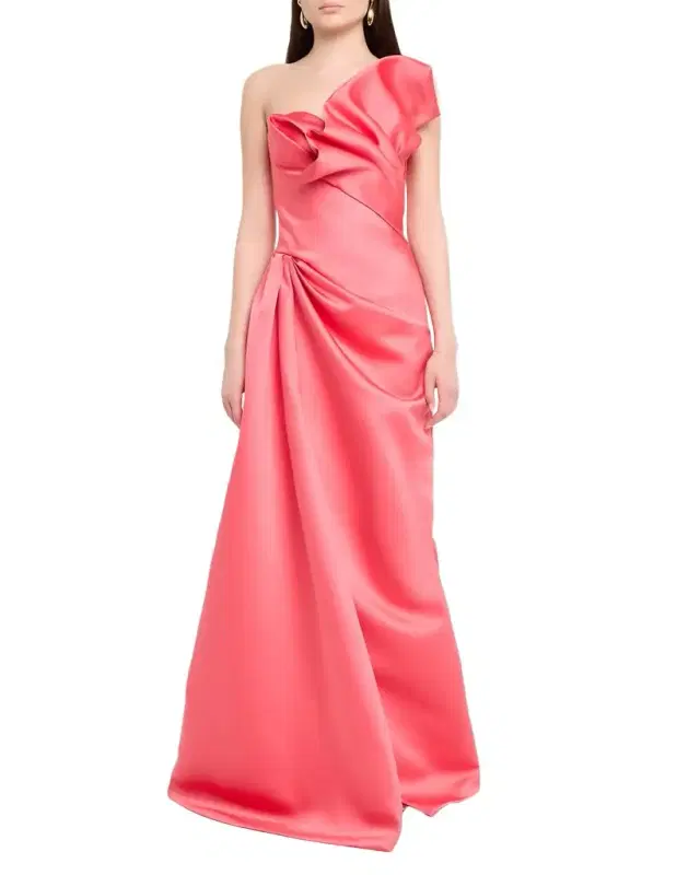 Tamara Strapless Ruffle Satin A-Line Gown