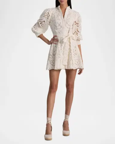 ALICE + OLIVIA Lucy Embroidered Mini Shirtdress | Thumbnail 2