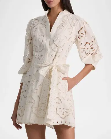 ALICE + OLIVIA Lucy Embroidered Mini Shirtdress | Thumbnail 4