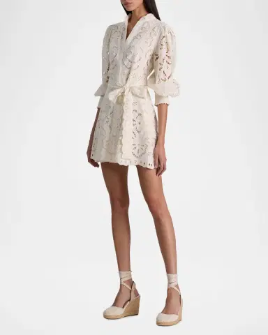 ALICE + OLIVIA Lucy Embroidered Mini Shirtdress | Thumbnail 6