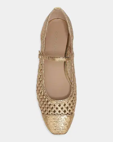 Veronica Beard Ellie Metallic Raffia Ballerina Flats | Thumbnail 3