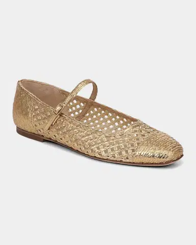 Veronica Beard Ellie Metallic Raffia Ballerina Flats | Thumbnail 4