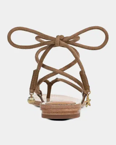 Veronica Beard Rosetta Suede Ankle-Wrap Flat Sandals | Thumbnail 2 Veronica Beard Rosetta Suede Ankle-Wrap Flat Sandals | Thumbnail 2