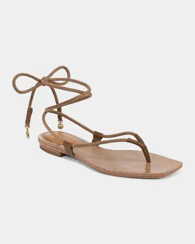Veronica Beard Rosetta Suede Ankle-Wrap Flat Sandals | Thumbnail 4 Veronica Beard Rosetta Suede Ankle-Wrap Flat Sandals | Thumbnail 4