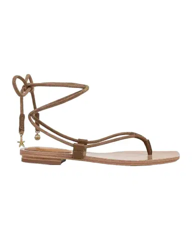 Veronica Beard Rosetta Suede Ankle-Wrap Flat Sandals | Thumbnail 1 Veronica Beard Rosetta Suede Ankle-Wrap Flat Sandals | Thumbnail 1