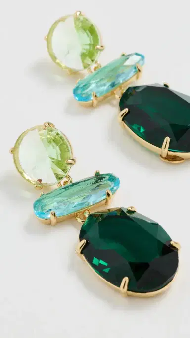 KENNETH JAY LANE Drop Post Earrings Gold/Peridot/Aqua/Emerald | Thumbnail 4