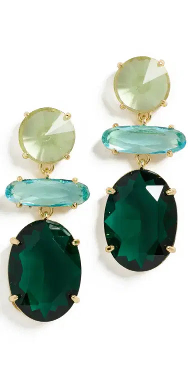 KENNETH JAY LANE Drop Post Earrings Gold/Peridot/Aqua/Emerald | Thumbnail 1