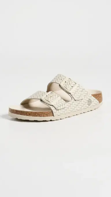 Birkenstock Arizona Woven Embossed Sandals Ecru | Thumbnail 2