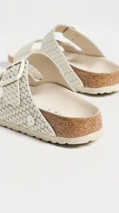 Birkenstock Arizona Woven Embossed Sandals Ecru | Thumbnail 4