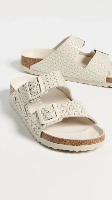 Birkenstock Arizona Woven Embossed Sandals Ecru | Thumbnail 5