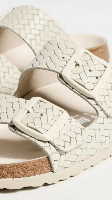 Birkenstock Arizona Woven Embossed Sandals Ecru | Thumbnail 6