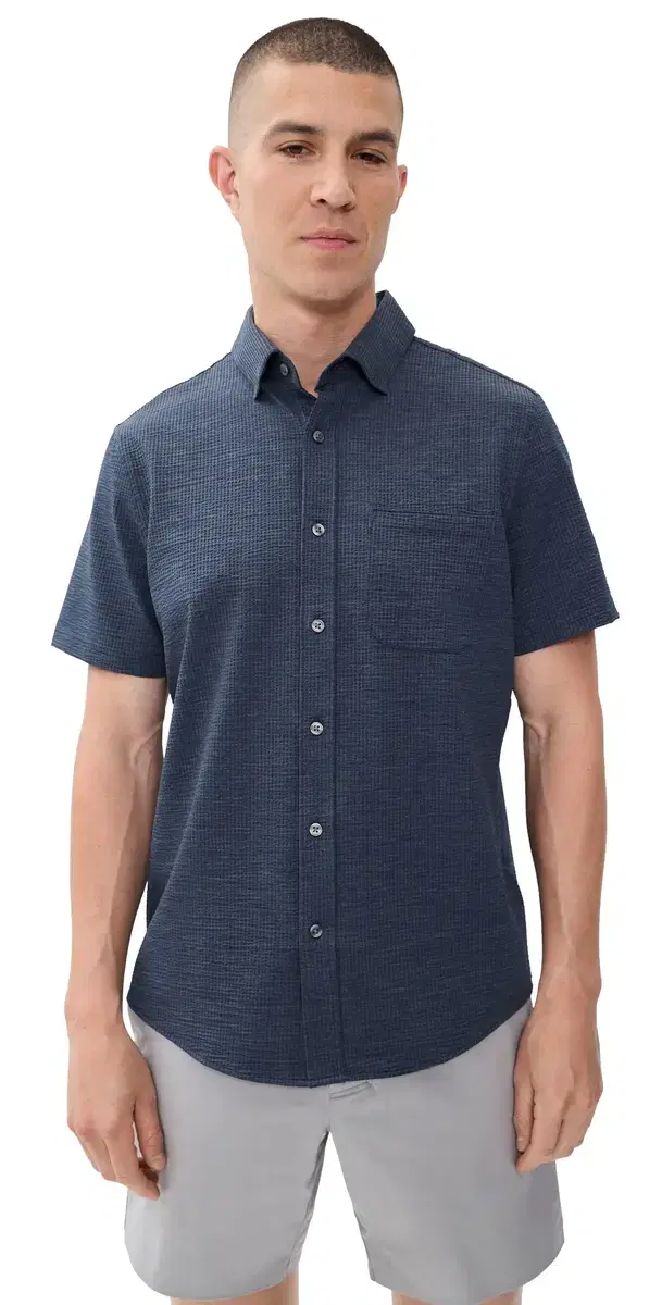 Commuter eersucker Button Down hirt Navy Chambray
