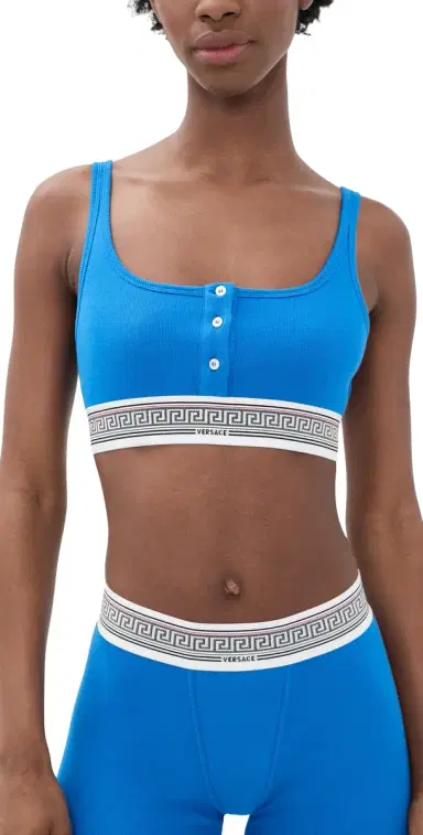 Versace Bio Cotton Rib Bra Electric Blue | Thumbnail 1 Versace Bio Cotton Rib Bra Electric Blue | Thumbnail 1