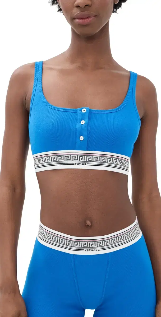 Versace Bio Cotton Rib Bra Electric Blue