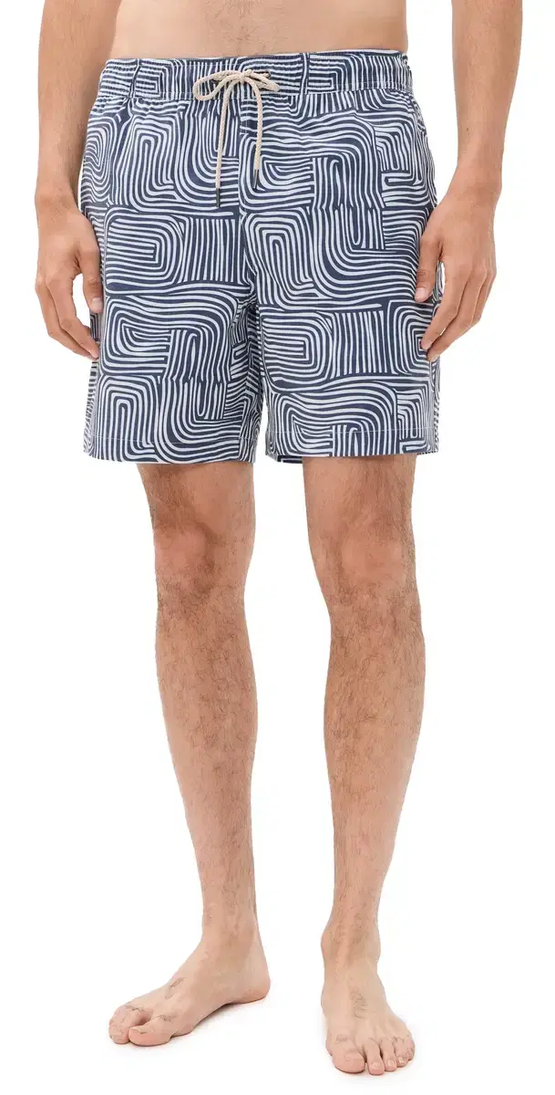 The Bayberry wim Trunks 7 Navy Wavy ands