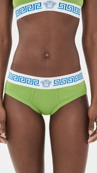 Versace Slip Bio Cotton Rib Panties Bright Green | Thumbnail 2