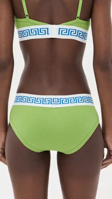 Versace Slip Bio Cotton Rib Panties Bright Green | Thumbnail 3