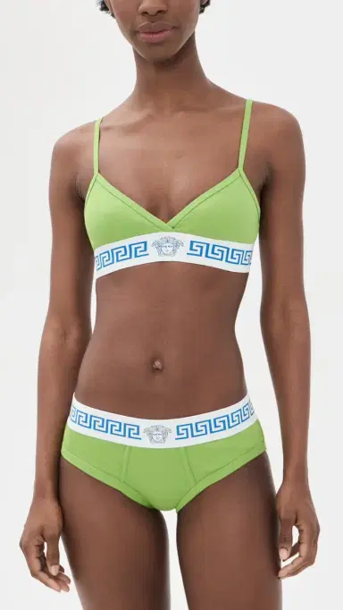 Versace Slip Bio Cotton Rib Panties Bright Green | Thumbnail 4