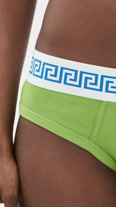 Versace Slip Bio Cotton Rib Panties Bright Green | Thumbnail 5