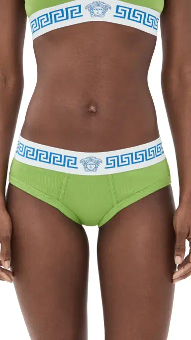 Versace Slip Bio Cotton Rib Panties Bright Green | Thumbnail 6