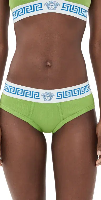 Versace Slip Bio Cotton Rib Panties Bright Green | Thumbnail 1