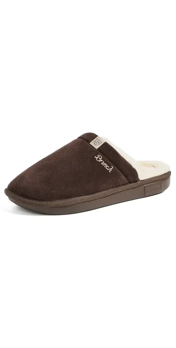 Essential Suede Shearling Slippers Brown