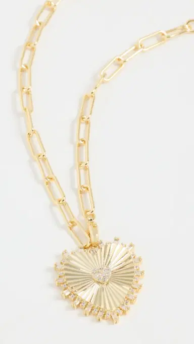 By Adina Eden Pave Accented Heart Pendant Lariat Necklace Gold One Size | Thumbnail 2