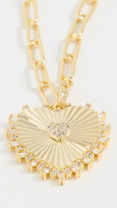 By Adina Eden Pave Accented Heart Pendant Lariat Necklace Gold One Size | Thumbnail 5