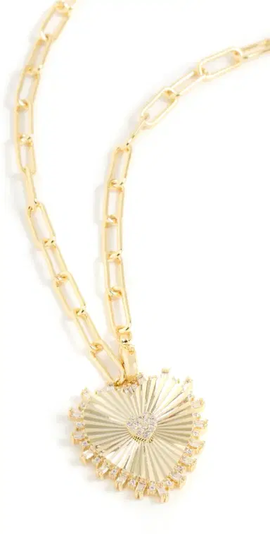 By Adina Eden Pave Accented Heart Pendant Lariat Necklace Gold One Size | Thumbnail 1