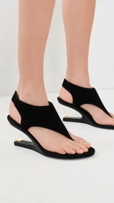 Balmain No Wedge Suede Sandals 0PA Noir | Thumbnail 3