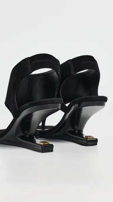 Balmain No Wedge Suede Sandals 0PA Noir | Thumbnail 4