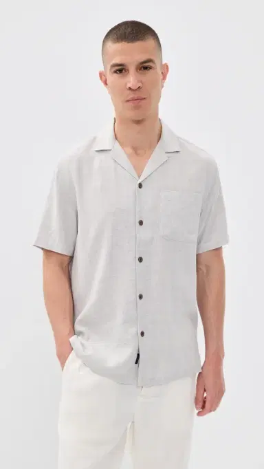Faherty Breeze Camp Shirt Grey Shores S | Thumbnail 2
