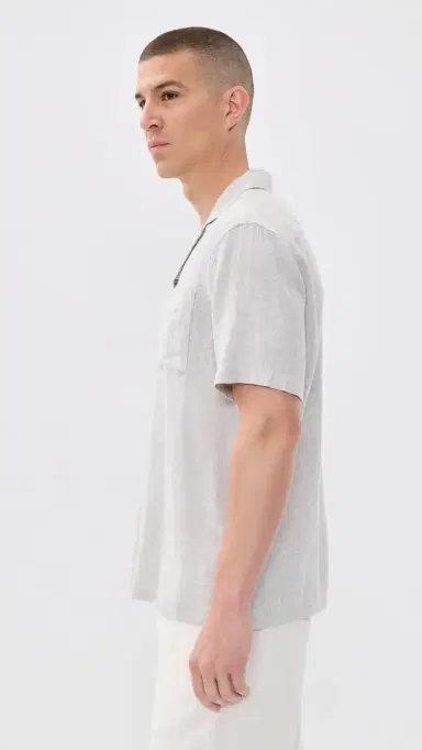 Faherty Breeze Camp Shirt Grey Shores S | Thumbnail 4