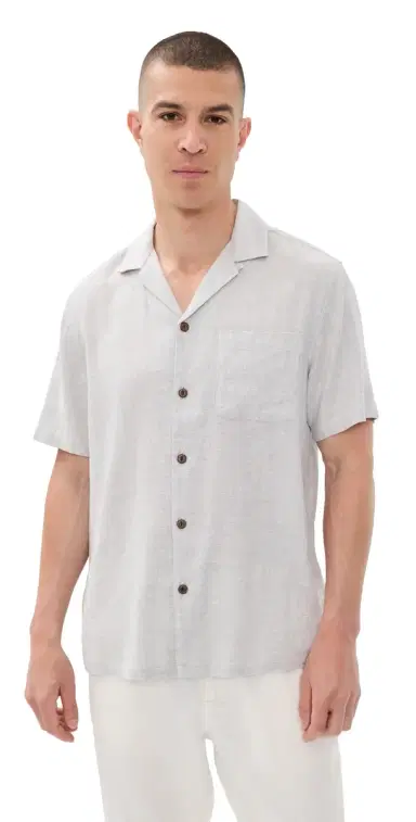 Faherty Breeze Camp Shirt Grey Shores S | Thumbnail 1
