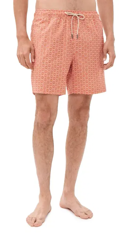 Fair Harbor The Bayberry Swim Trunks 7 Tangerine Geo | Thumbnail 1 Fair Harbor The Bayberry Swim Trunks 7 Tangerine Geo | Thumbnail 1