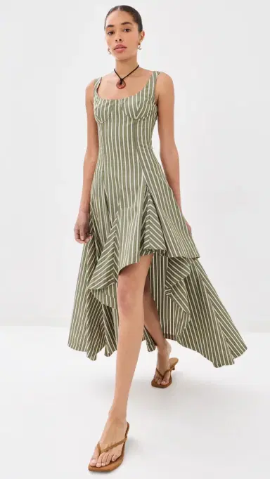 Monse Striped Corset Dress Sage Multi | Thumbnail 2 Monse Striped Corset Dress Sage Multi | Thumbnail 2