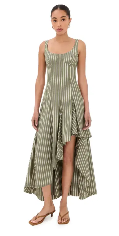 Monse Striped Corset Dress Sage Multi | Thumbnail 1 Monse Striped Corset Dress Sage Multi | Thumbnail 1