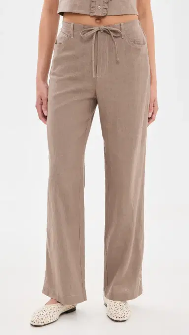 Le Jean Simone Linen Drawstring Pants Driftwood | Thumbnail 2 Le Jean Simone Linen Drawstring Pants Driftwood | Thumbnail 2