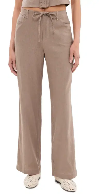 Le Jean Simone Linen Drawstring Pants Driftwood | Thumbnail 1 Le Jean Simone Linen Drawstring Pants Driftwood | Thumbnail 1