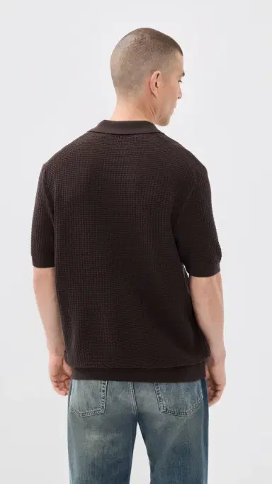 BOSS Natalo Knit Polo Top Dark Brown L | Thumbnail 3